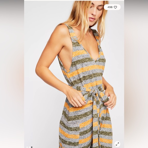 Free People “Back in the Game” Striped Belted Jumpsuit - Picture 3 of 3